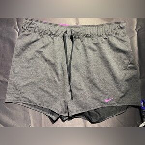 Nike Women's Charcoal and Pink Athletic Shorts